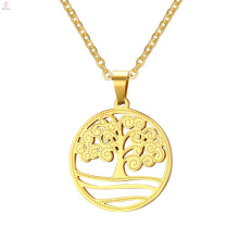 Cute Tiny Stainless Steel Gold Wishing Tree Of Life Pendant Necklace